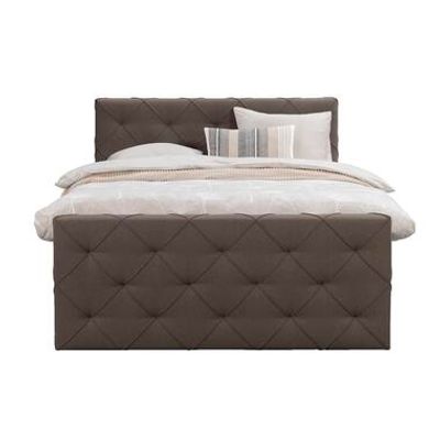 Boxspring met opbergruimte en voetbord Liv geruit - donkerbruin - 160x200cm - Leen Bakker