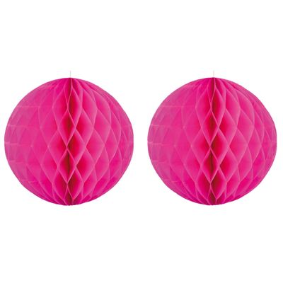 Set van 3x stuks decoratie bollen/ballen/honeycombs fuchsia roze 50 cm