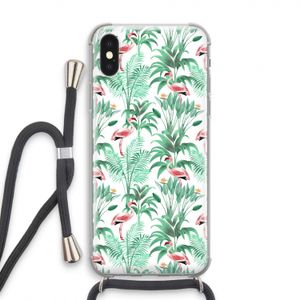 Flamingo bladeren: iPhone XS Transparant Hoesje met koord