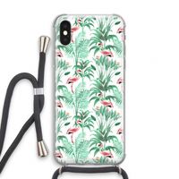 Flamingo bladeren: iPhone XS Transparant Hoesje met koord