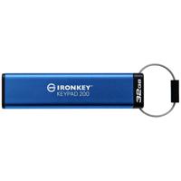 Kingston IronKey Keypad 200 USB-stick Retail 32 GB Blauw IKKP200/32GB USB 3.2 Gen 1 (USB 3.0)