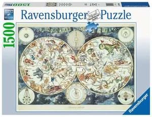 Ravensburger puzzel Wereldkaart met fantastierijke dieren - Legpuzzel - 150 stukjes