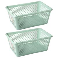 Opbergmand/kastmandje - 2x stuks - 6,5 liter - mintgroen - kunststof - 20 x 30 x 11 cm