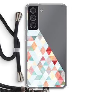 Gekleurde driehoekjes pastel: Samsung Galaxy S21 FE Transparant Hoesje met koord