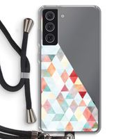 Gekleurde driehoekjes pastel: Samsung Galaxy S21 FE Transparant Hoesje met koord