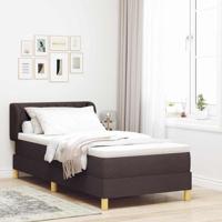 Boxspringbed met matras stof donkerbruin 90x200 cm