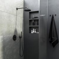 Hotbath Cobber complete thermostatische douche-inbouwset met 2-weg-omstel, mat zwart - thumbnail