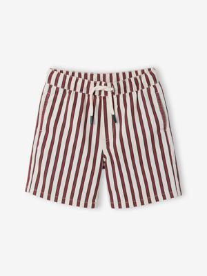 Gestreept bermuda voor jongens rood, gestreept