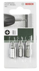 Bosch Accessoires 3-delige schroefbitset Standard | PH1, PH2 en PH3 | 25 mm - 2609255964
