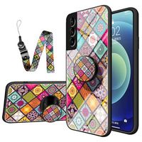 Geruit Patroon Samsung Galaxy S22 5G Hybrid Case - Kleurrijke Mandala - thumbnail