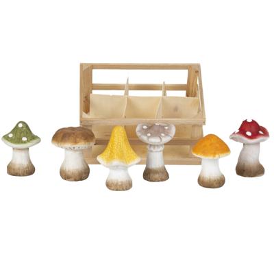 Paddenstoelen decoratie - set van 6x stuks - multi - 10 cm - beeldjes - herfst decoratie