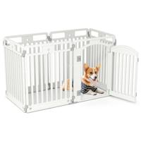 Vouwbare Puppyren met 6 Panelen & Afsluitbare Deur & Grondpennen Wit