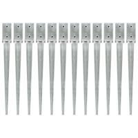 VidaXL Grondpinnen 12 st 7x7x75 cm gegalvaniseerd staal zilverkleurig