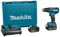 Makita DHP485SFE 18 V Klopboor-/schroefmachine brushless 3,0 Ah accu (2 st), lader, koffer