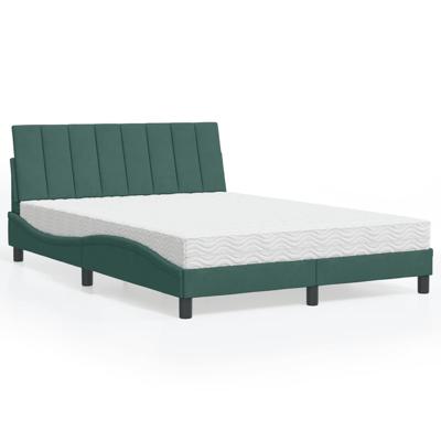 Bed met matras "Hanko" fluweel donkergroen 140x190 cm