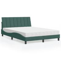 Bed met matras "Hanko" fluweel donkergroen 140x190 cm