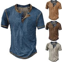 Voor heren Wafel Henley-shirt T-shirts Geruit geruit Henley Buiten Casual Korte mouw nappi Kleding Modieus Ontwerper Comfortabel Lightinthebox