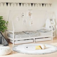 Kinderbedframe met lades 90x200 cm massief grenenhout wit