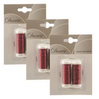 Binddraad/wikkeldraad - 6x rolletjes - rood - 30 m x 0,3 mm - hobbydraad/bloemendraad