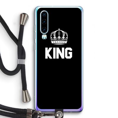 King zwart: Huawei P30 Transparant Hoesje met koord