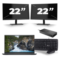 Dell Vostro 14 5410 - Intel Core i5-11e Generatie - 14 inch - 16GB RAM - 256GB SSD - Windows 11 + 2x 22 inch Monitor