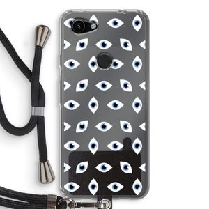 Eyes pattern: Pixel 3a Transparant Hoesje met koord