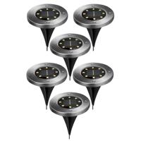 Buiten lampje/prik spot - 6x - solar verlichting - tuinpad/plant verlichting - LED - D12 cm