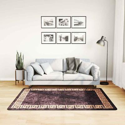 VidaXL Vloerkleed wasbaar anti-slip 120x170 cm zwart en goudkleurig