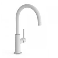 Wastafelmengkraan Tres Study Exclusive 32,4 cm met Hendel Uitloop Gebogen Rond Mat Wit - thumbnail