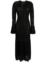 TWINSET robe mi-longue en maille ajourée à manches longues - Noir