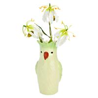 Bloemenvaas Papegaai - groen - keramiek - 13 x 25 x 13 cm - vaas