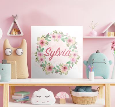 Aquarel lentebloemen met naam Gepersonaliseerd canvas schilderij