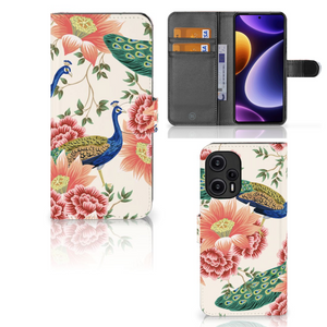 Telefoonhoesje met Pasjes voor Xiaomi Poco F5 Pink Peacock