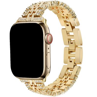 Apple Watch Diamant Stalen Schakel Band Eline - Goud - 38, 40, 41 & 42mm Apple Watch Diamant Stalen Schakel Band Eline - Goud - 38, 40, 41 & 42mm