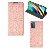 Motorola Moto G9 Plus | Hoesje met Magneet | Pattern Orange Motorola Moto G9 Plus | Hoesje met Magneet | Pattern Orange