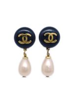 CHANEL Pre-Owned boucles d'oreilles clip à logo CC (1995) - Noir