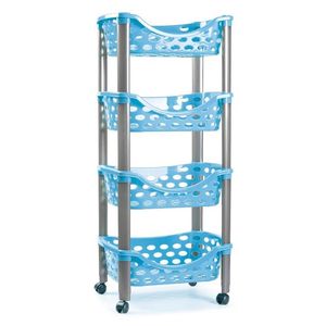 Keukentrolley/roltafel 4 laags kunststof blauw 40 x 88 cm - Opberg trolley