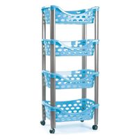 Keukentrolley/roltafel 4 laags kunststof blauw 40 x 88 cm - Opberg trolley - thumbnail