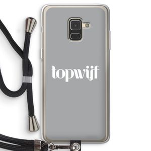 Topwijf Grijs Wit: Samsung Galaxy A8 (2018) Transparant Hoesje met koord