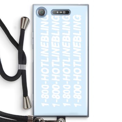 Hotline bling blue: Sony Xperia XZ1 Transparant Hoesje met koord
