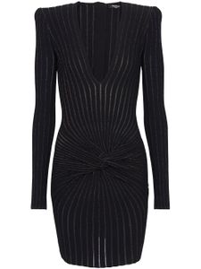 Balmain robe en maille nervurée à manches longues - Noir