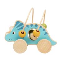 Bigjigs houten duwfiguur triceratops met kralenframe