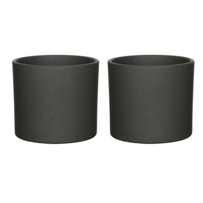 Mica Decorations Bloempot - 3x stuks - grijs - keramiek - 17 x 14 cm - plantenpot