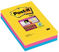 Post-it Super Sticky notes XXL Carnival, 90 vel, ft 101 X 152 mm, gelijnd, geassorteerde kleuren, pak van