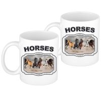 2x stuks dieren paard beker - horses/ paarden mok wit 300 ml - thumbnail