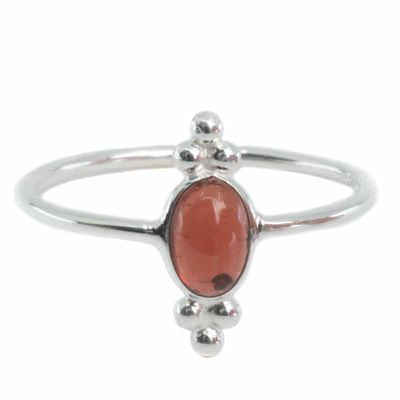 Edelsteen Ring Granaat - 925 Zilver - Fancy (Maat 17)
