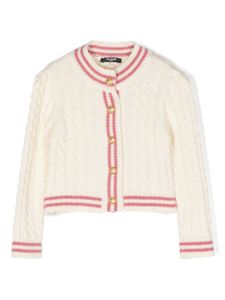 Balmain Kids cardigan à col rond - Tons neutres