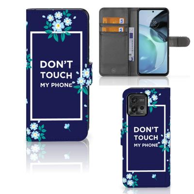 Motorola Moto G72 Portemonnee Hoesje Flowers Blue DTMP Motorola Moto G72 Portemonnee Hoesje Flowers Blue DTMP