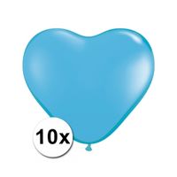 Zak met 10 lichtblauwe hart ballonnen 15 cm - thumbnail