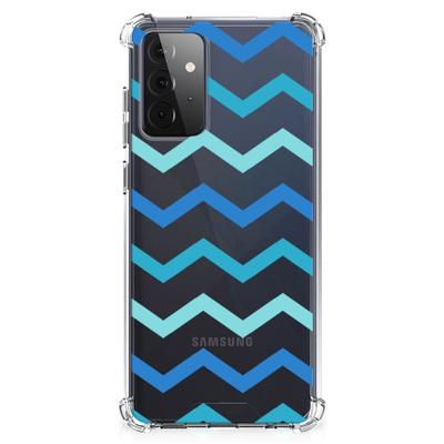 Samsung Galaxy A72 4G/5G Doorzichtige Silicone Hoesje Zigzag Blauw Samsung Galaxy A72 4G/5G Doorzichtige Silicone Hoesje Zigzag Blauw